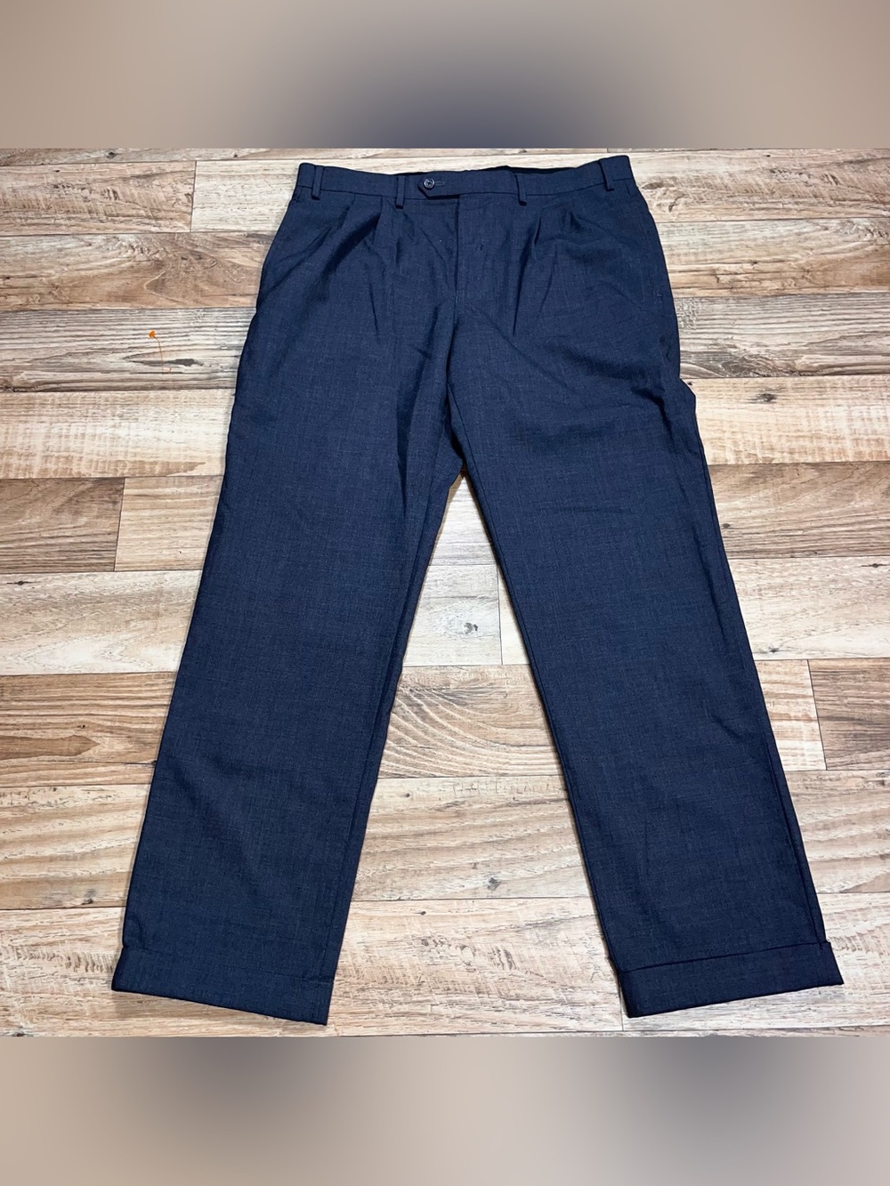 Lauren Ralph Lauren Men Dress Pants 36x32 Gray Beige Flat Front Wool Formal Prep
